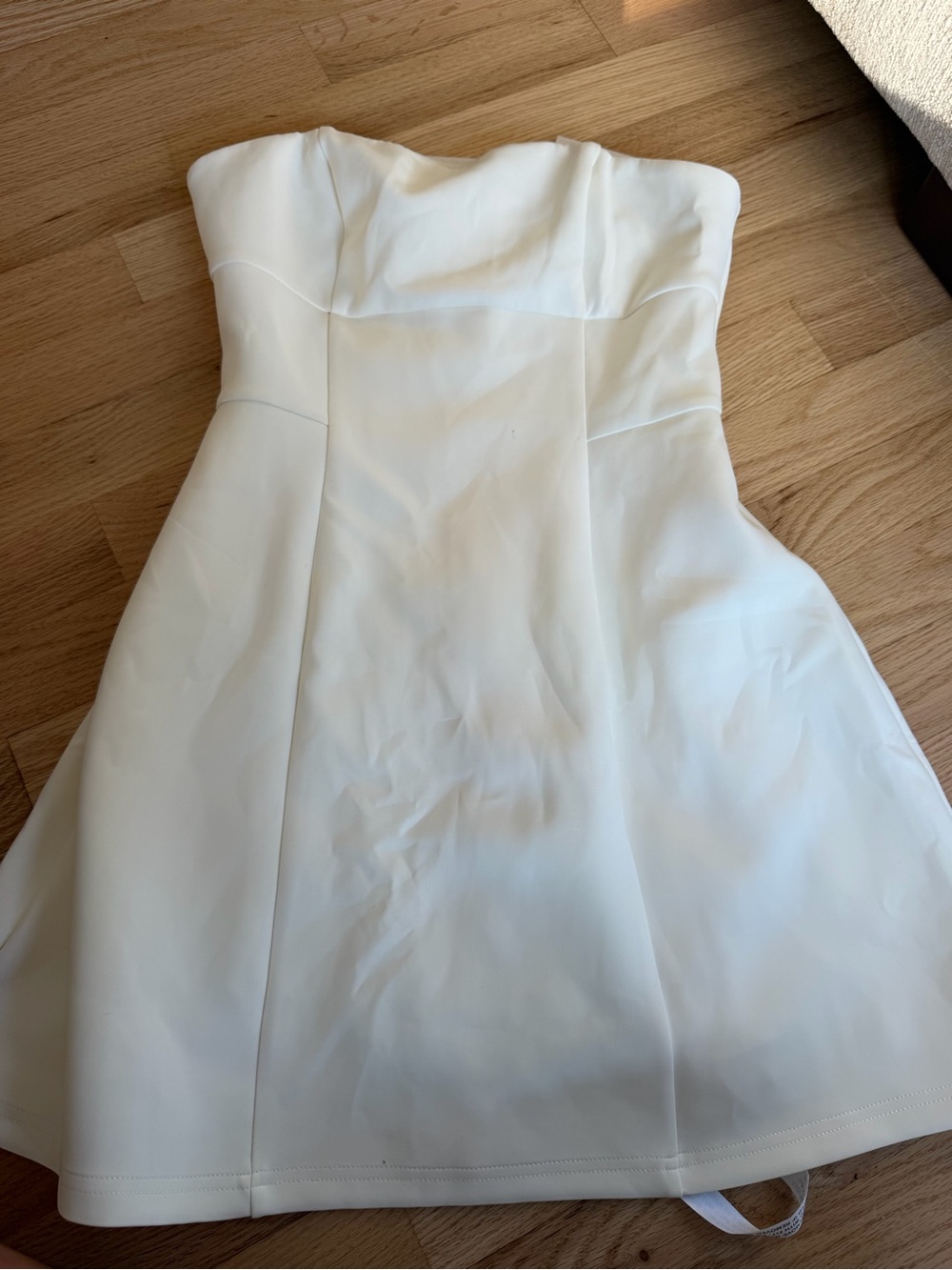 Strapless White A-Line Cocktail Dress